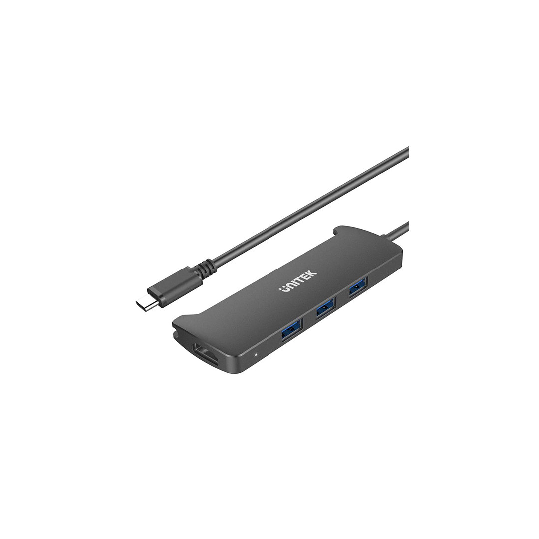 موزع USB-C 4 في 1 من Unitek V300A مع منفذ HDMI موزع USB-C 4 في 1 من Unitek V300A مع منفذ HDMI